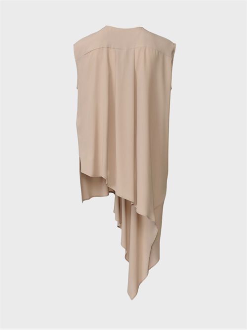 Asymmetric silk blend crepe de chine top with plexiglass detail FABIANA FILIPPI | TPD266F288D9430157
